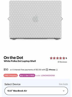 Apple Clear Laptop Shell with White Polka Dots
